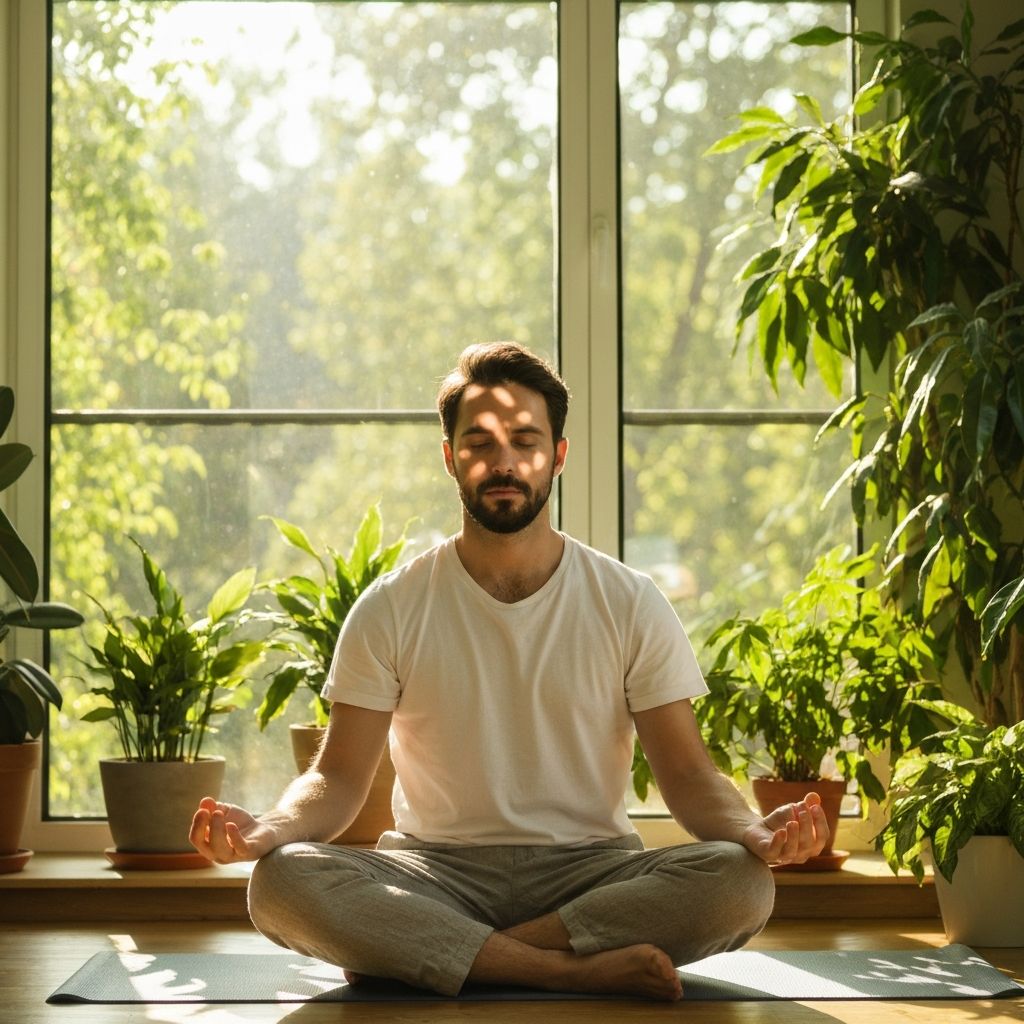 Man practicing daily wellness rituals in nature